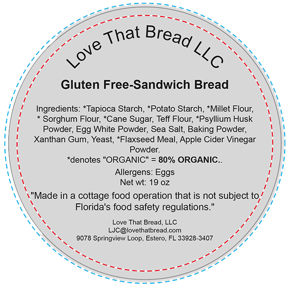 Love That Bread Gluten-free Sandwich Bread Mix label