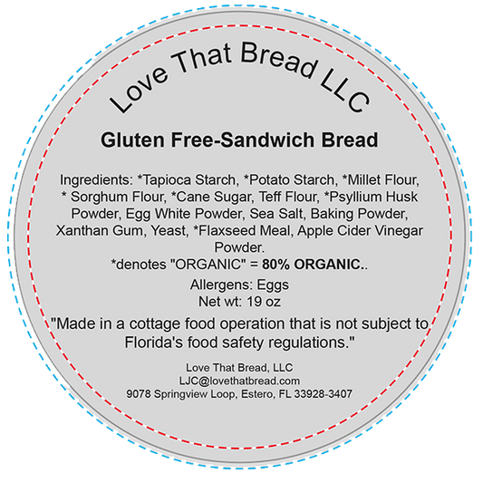 Love That Bread Gluten-free Sandwich Bread Mix label