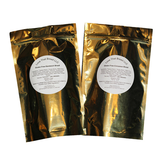 Love That Bread Gluten-free Sandwich Bread Mix and Cinnamon Bread Mix packages